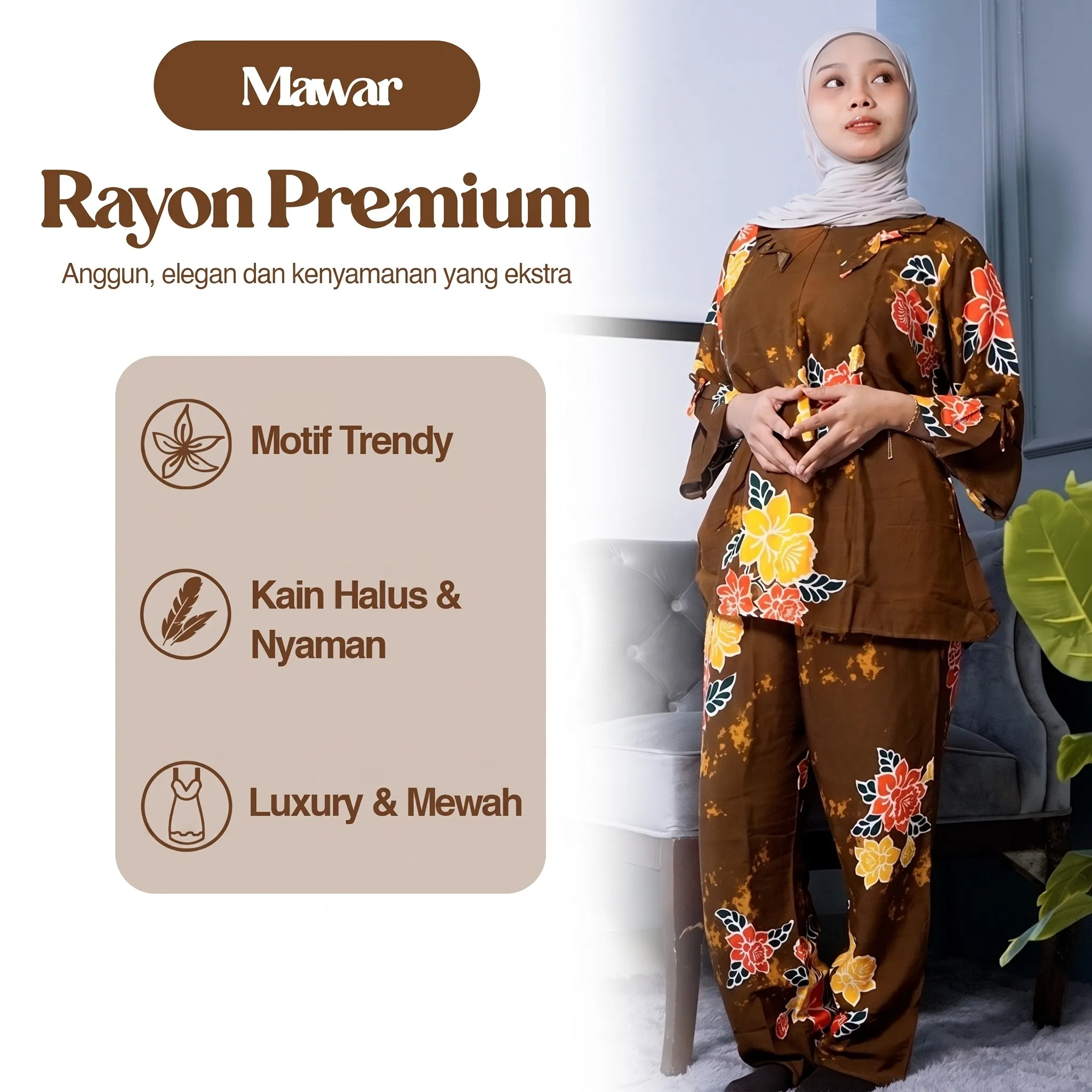 Setelan Celana Panjang Sabrina Mawar – Batik Putri Laila