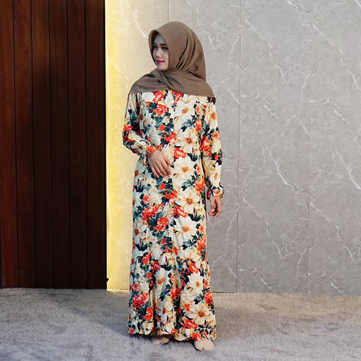Foto Tambahan Longdress Susun Motif Kekinian Busui Friendly